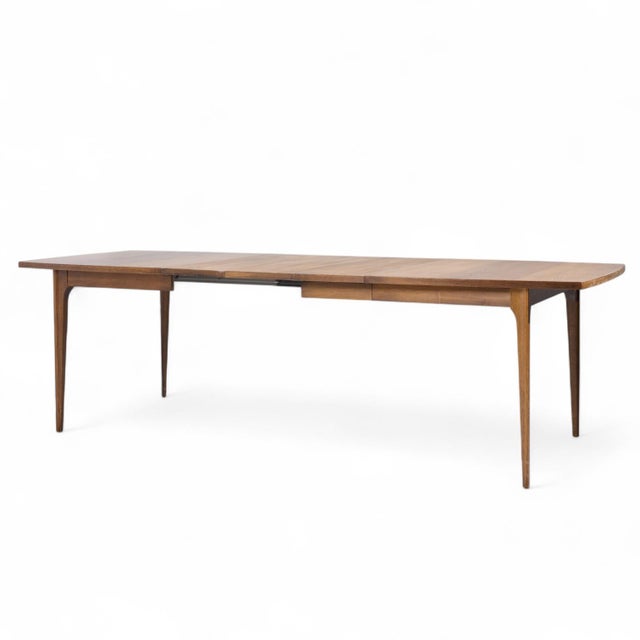 Mid-Century Modern Broyhill Brasilia Mid Century Expanding Walnut Dining Table With 3 Leaves For Sale - Image 3 of 10