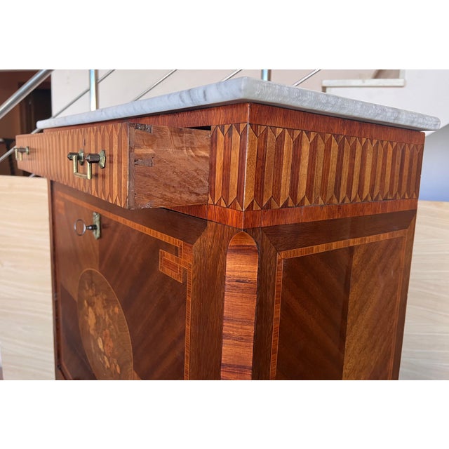 19th Century Empire Drop-Front Oak Secretary Desk or Abattant, Chest France For Sale - Image 9 of 18