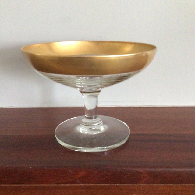 Hollywood Regency Dorothy Thorpe Gold Banded Pedestal Dish For Sale - Image 3 of 11