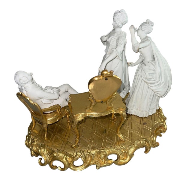 Fine 19th century Sèvres-style biscuit porcelain and gilt bronze figural group, dating to the Napoleon III period. The...