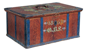 Antique Swedish Folk Art Painted Box, 1865