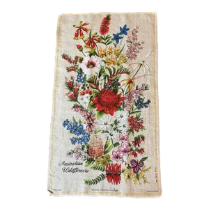 Vintage Australian Wildflowers Linen Tea Towel Designed by Heil