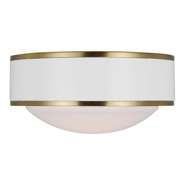 Kate Spade by Visual Comfort Studio Monroe LED Flush Mount, Burnished Brass For Sale