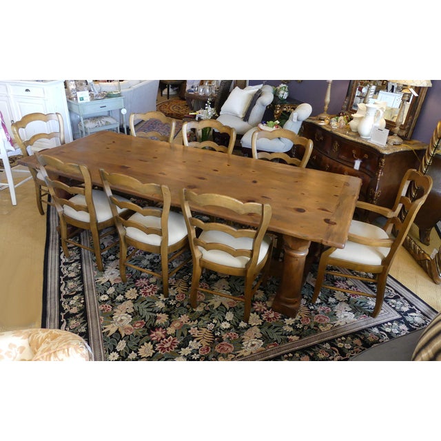 Ralph Lauren Danby Farmhouse Pine Dining Table With 8 French