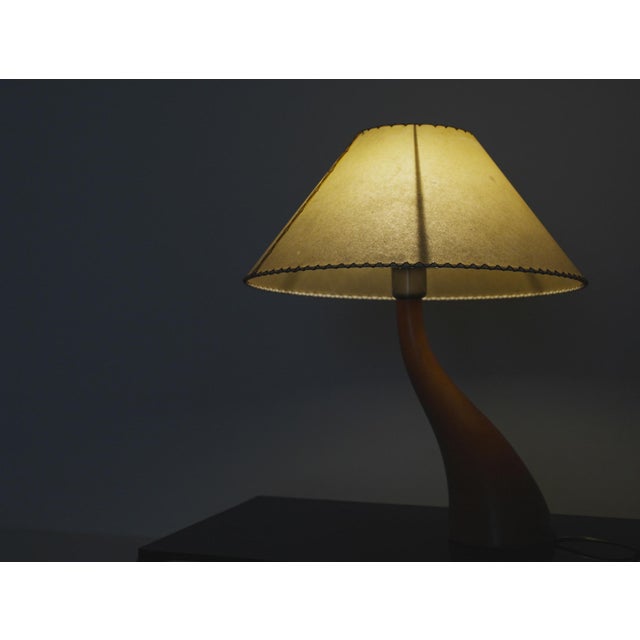 Mid-Century Spanish Cedar Wood Parchment Shade Bonsai Table Lamp by Josep Llusca Blauet, 1990s For Sale - Image 4 of 18