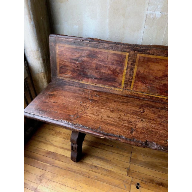 Wood Italian Antique Bench - 1 of 2 Available For Sale - Image 7 of 12