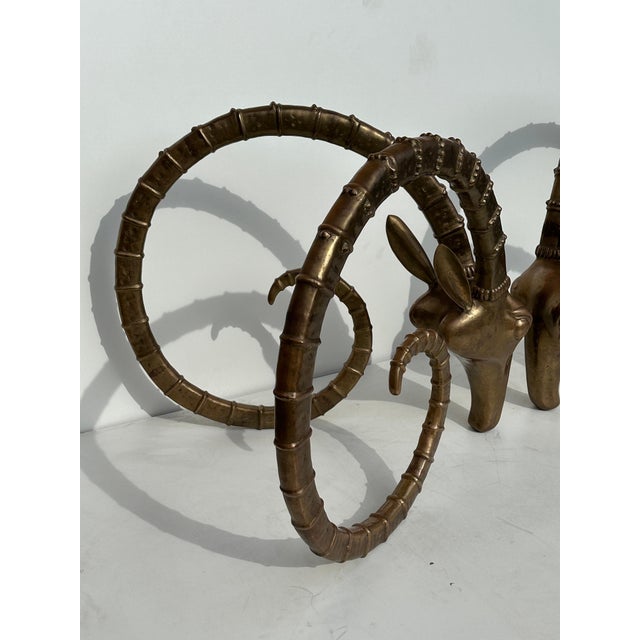 Brass Antique Brass Ibex Heads Dining Table Base For Sale - Image 8 of 12
