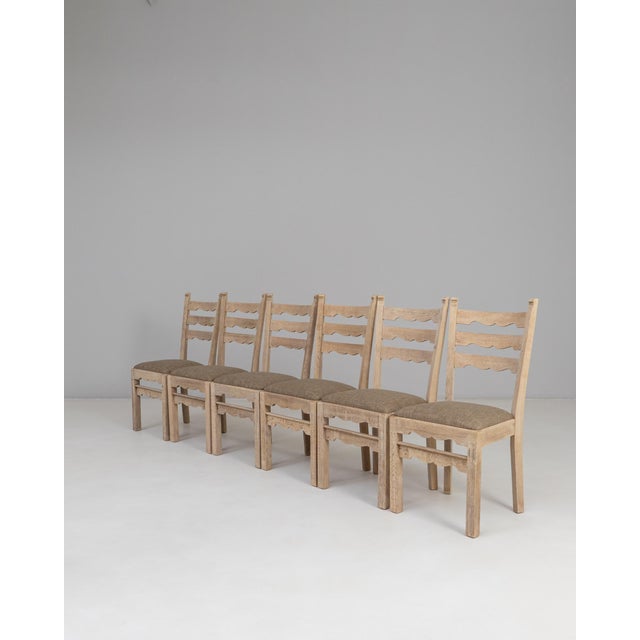 1950s French Oak Dining Chairs With Upholstered Seats - Set of 6 For Sale - Image 9 of 18
