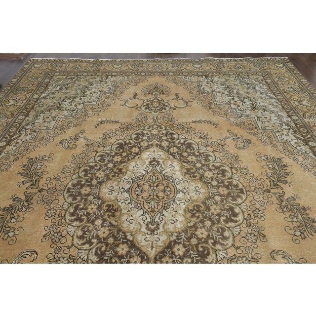 1970s Vintage Persian Handmade Wool Orange Area Rug For Sale In San Francisco - Image 6 of 11