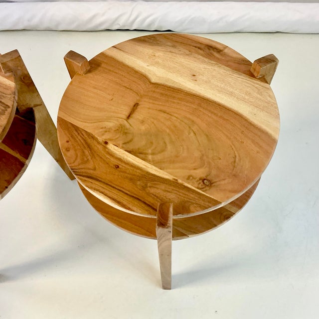 Vintage Americana Rustic Southwestern Cedar Two Tiered Side Tables - A Pair. For Sale - Image 9 of 11