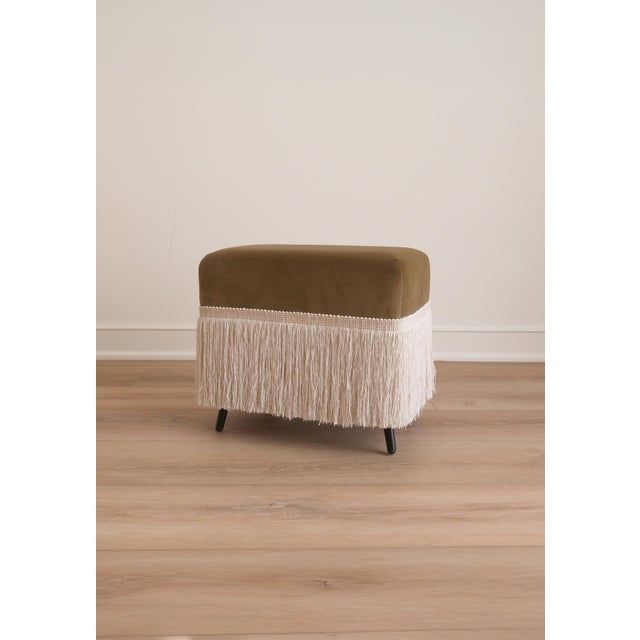 Contemporary Hutton Stool, Olive For Sale - Image 3 of 5