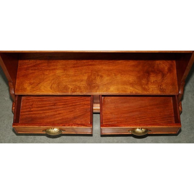 Brown Regency Style Hardwood Waterfall Dwarf Library Bookcases, 1950, Set of 2 For Sale - Image 8 of 18