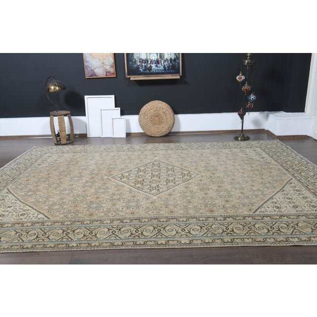 1970s Vintage Persian Handmade Wool Cotton Orange Area Rug For Sale - Image 9 of 11