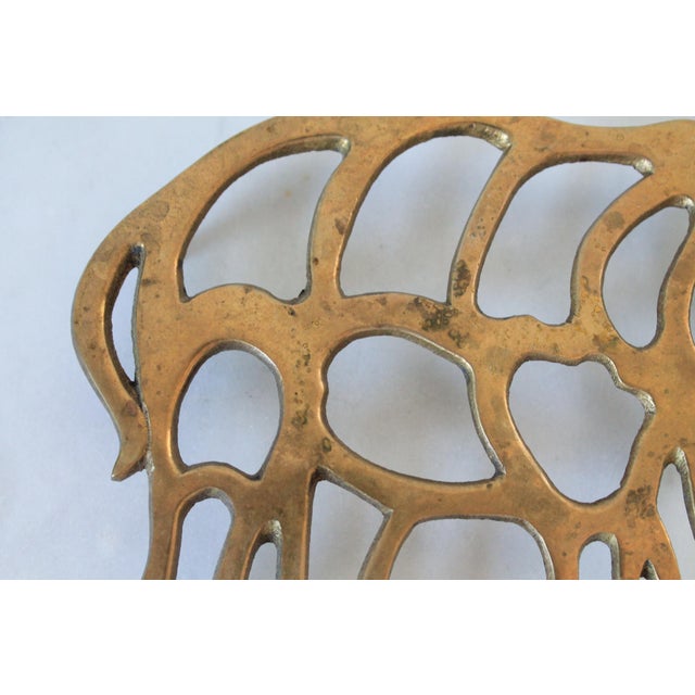Metal Vintage Brass Elephant Trivet Footed Hot Plate Dish Holder For Sale - Image 7 of 8