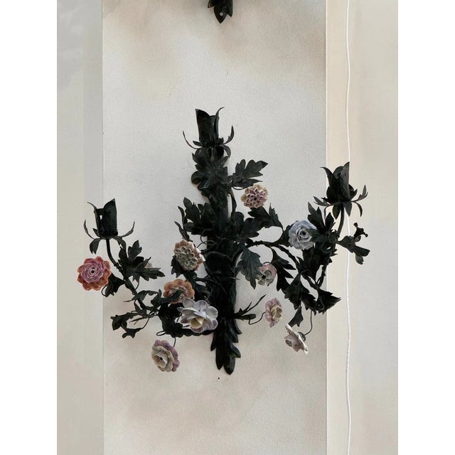 Green Pair of 19th Century French Tole Sconces For Sale - Image 8 of 12