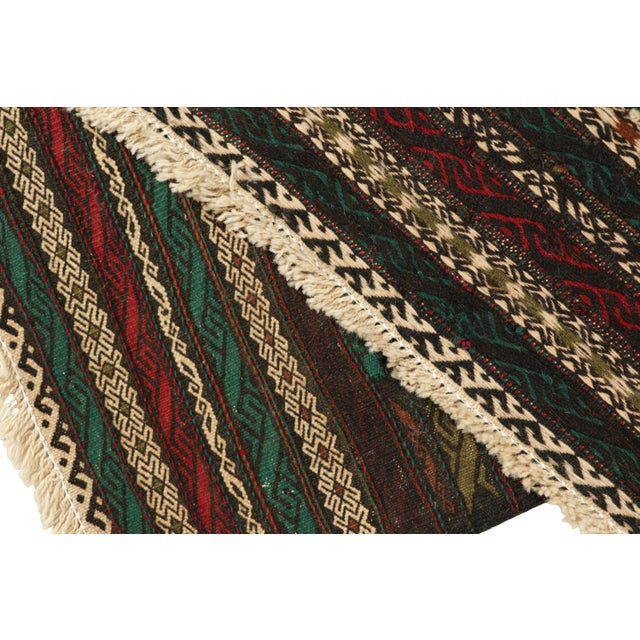 Textile Vintage Afghan Kilim With Teal Open Field, From Rug & Kilim For Sale - Image 7 of 7