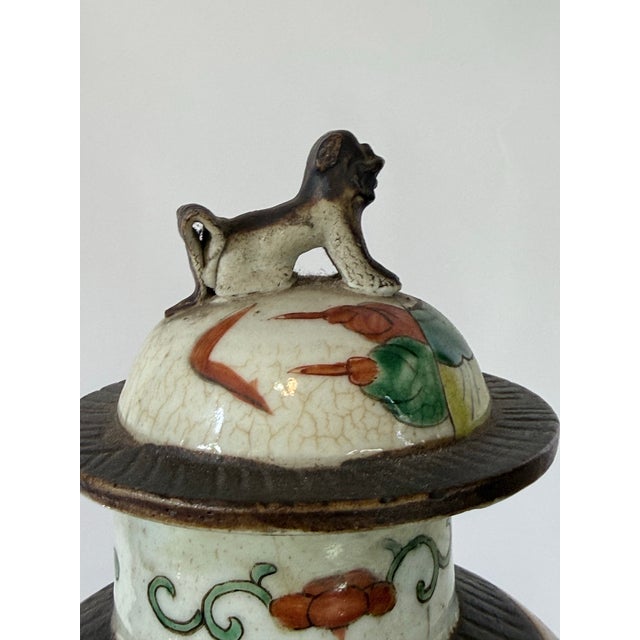 Late 19th Century Set of 3 Chinese Warrior Garniture Urns With Lids For Sale - Image 12 of 12