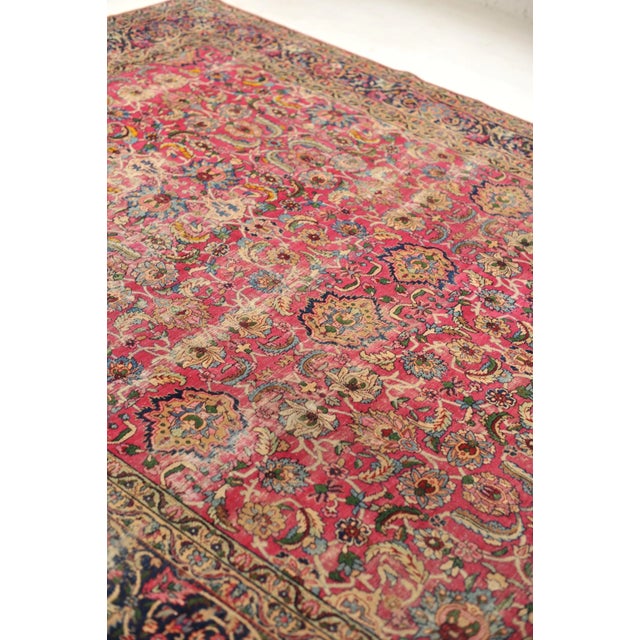 Botanical with Magenta, Green, Mocha, Ice Blue & Canary Yellow Rug 8.11 x 12.1 For Sale - Image 12 of 13
