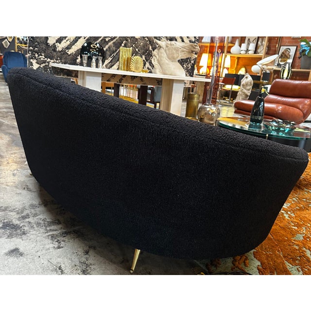 Mid-Century Italian Large Curved Sofa, 1950s - Re-Upholstery Attributed to Federico Munari For Sale In Los Angeles - Image 6 of 9