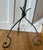Abstract Wrought Iron Coat & Hat Rack Distinctive Spiral Globe Top Tripod Base Brutalist For Sale - Image 3 of 12