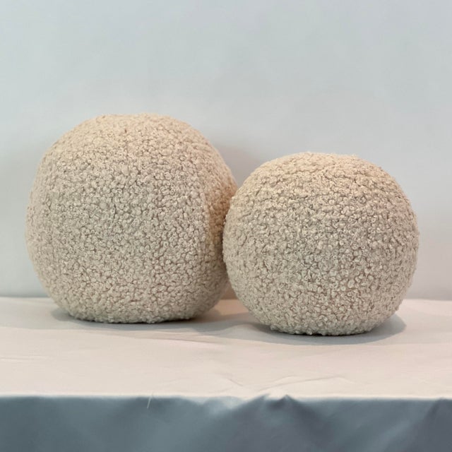 Contemporary Bouclé Ball Pillows - A Set For Sale - Image 3 of 3