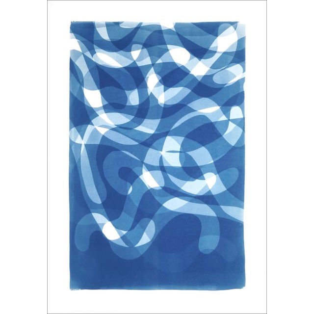 2021 "Falling Swirls" Contemporary Abstract Cyanotype Print on Watercolor Paper For Sale - Image 11 of 11