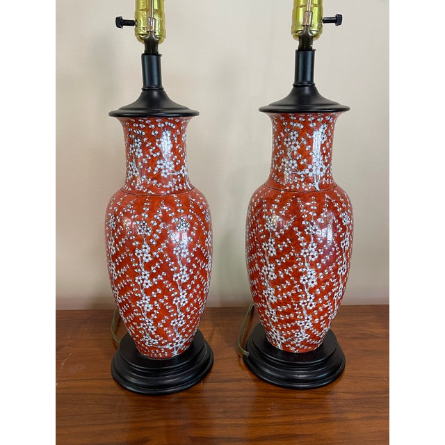 Vintage Oriental Ginger Jar Style Lamps - Pair For Sale - Image 4 of 11
