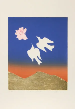 Mireille Kramer, "Birds," Flowers IV, Etching