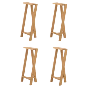 Large Pausa Oak Stools by Pierre-Emmanuel Vandeputte, Set of 4
