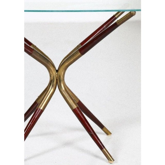 Vintage Italian Coffee Table in Mahogany and Brass, 1960s For Sale - Image 3 of 5
