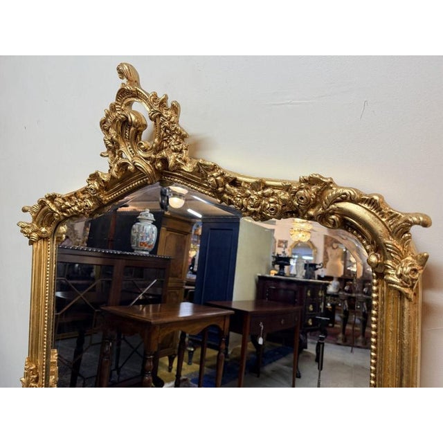 French Carved Scroll Mirror in Gilt Finish For Sale - Image 3 of 5