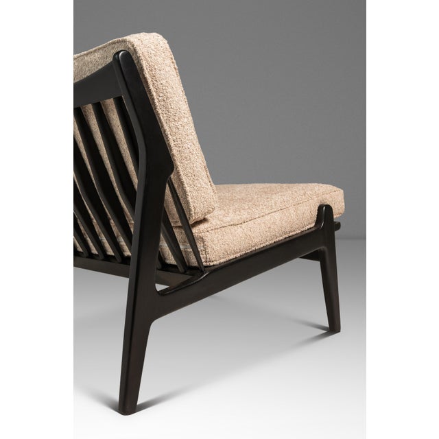 Set of Two (2) Danish Modern Ebonized Lounge Chairs in Bouclé Attributed to Ib Kofod Larsen for Selig, Denmark, C. 1950's For Sale - Image 15 of 18