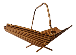 Vintage Wood and Bamboo Foldable Fruit Basket, 1960s
