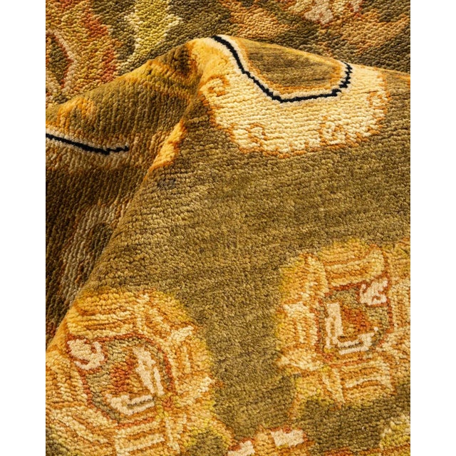Textile Eclectic, One-of-a-Kind Hand-Knotted Area Rug in Green, 9' 1" x 12' 2" For Sale - Image 7 of 8