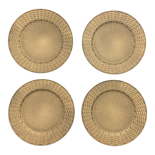 Trompe Loleil Faux Woven Wicker Charger Plates- Set of 4 For Sale