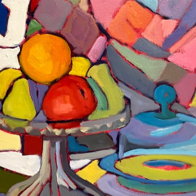 Fruit and Pattern – Contemporary Still Life With Pedestal Dish For Sale - Image 4 of 8