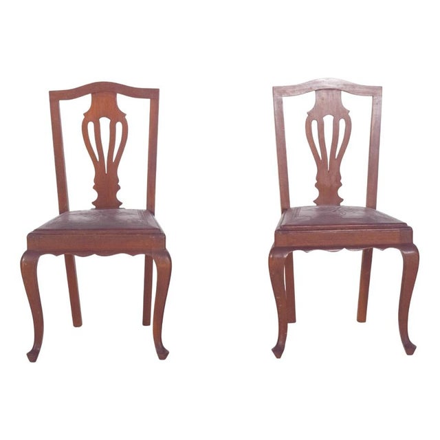 Chairs with Embossed Leather Seats, 1950s, Set of 2 For Sale - Image 12 of 12