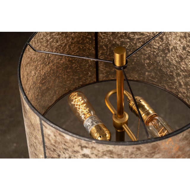 Robert Abbey 1970s Modern Brass Floor Lamp With Mica Shade After-Robert Abbey For Sale - Image 4 of 7
