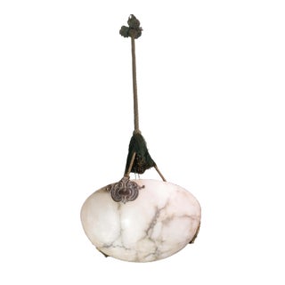 Art Deco Design White Albaster Pendant, 1940s For Sale