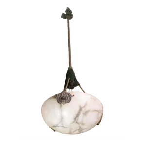 Art Deco Design White Albaster Pendant, 1940s