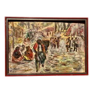 Abstract Expressionism, Village Scene, Mid Century