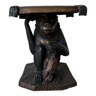 Maitland Smith Bronze Monkey Stool /Side Table For Sale
