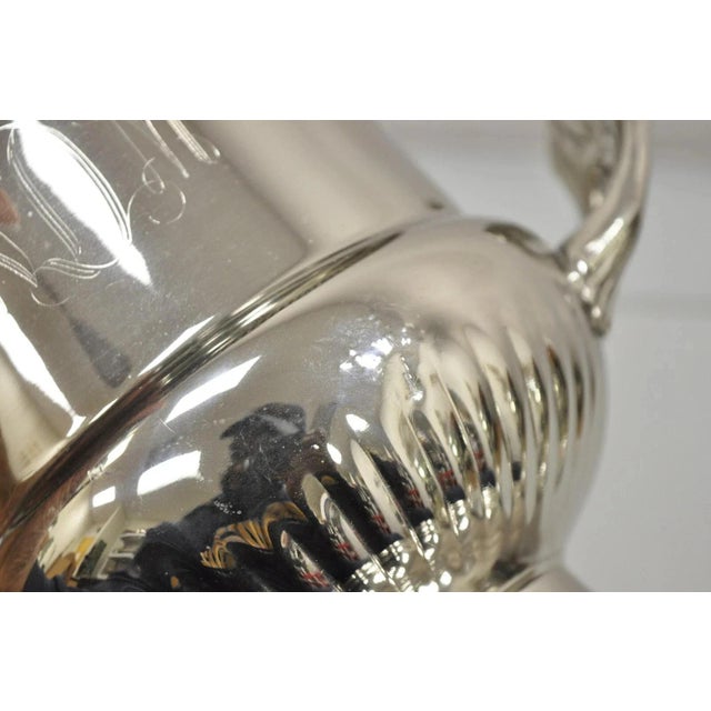 Metal Vintage Regency Style Silver Plated Trophy Cup Urn Champagne Chiller Ice Bucket For Sale - Image 7 of 11