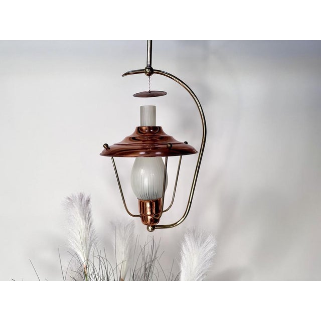 Mid-Century Italian Brass and Copper Hanging Lamp, 1950s For Sale - Image 13 of 17