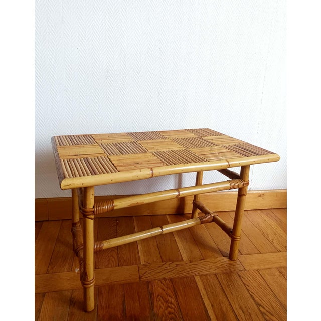 Vintage Bamboo Coffee Table in the style of Audoux Minet, 1970s For Sale - Image 11 of 11