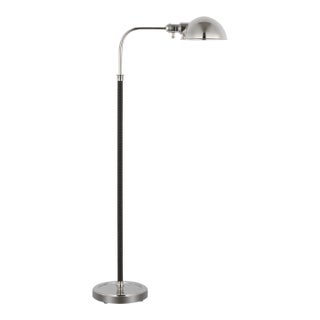 Chapman & Myers by Visual Comfort Signature Basden Medium Pharmacy Lamp in Polished Nickel and Black Rattan For Sale