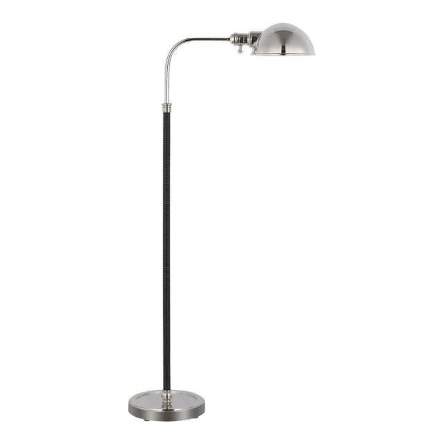 Chapman & Myers by Visual Comfort Signature Basden Medium Pharmacy Lamp in Polished Nickel and Black Rattan For Sale