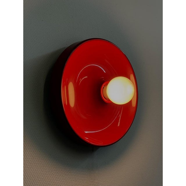 Red Space Age Red Disc Lamp from Enrico Tronconi, 1970s For Sale - Image 8 of 12