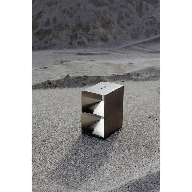 Cosmo Multifunctional Stool and Shelf in Brushed Stainless Steel by Form & Eisen For Sale - Image 9 of 18
