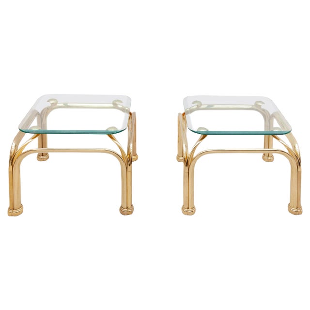 Vintage Brass Side Tables with Abstract Swan Neck, Set of 2 For Sale